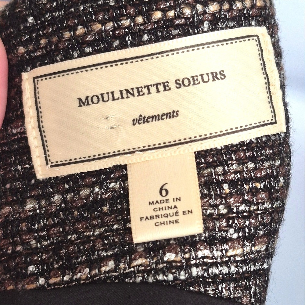 Anthropologie Moulinette Soeurs Glissade dress black metallic tweed size 6 - Picture 14 of 15